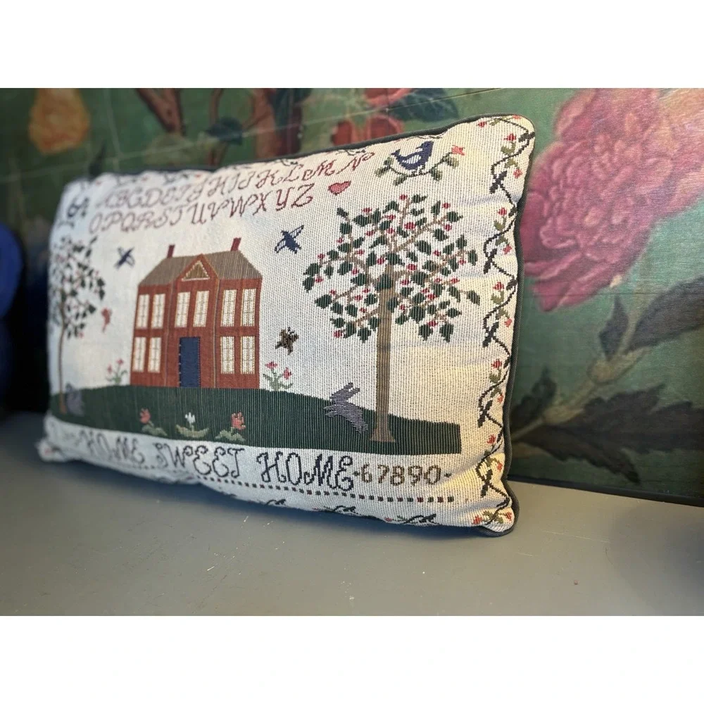 Vintage Sampler Pillow 17.5